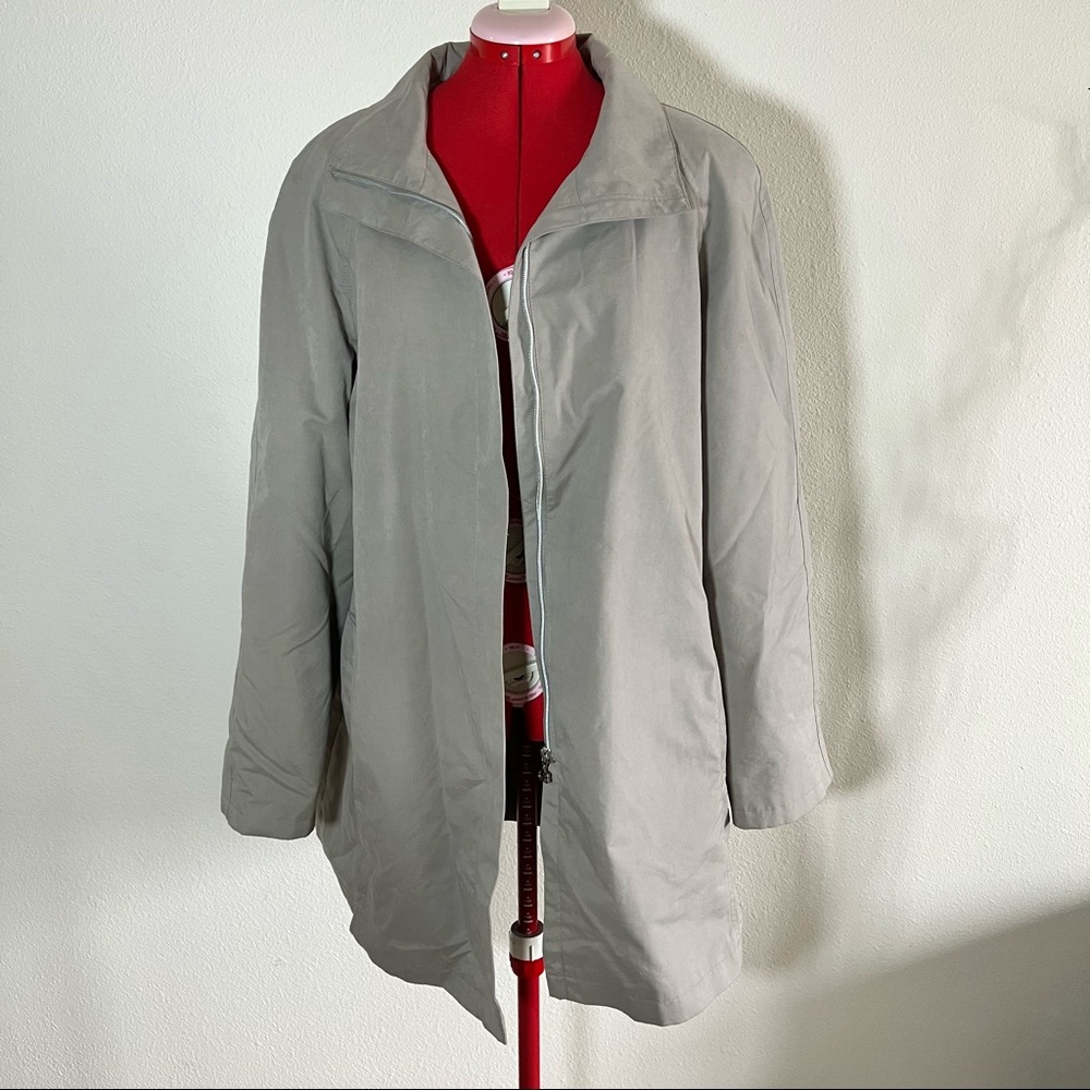 Gil Bret Coat Gray Long Rain Jacket Size 16